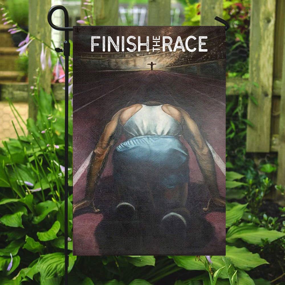 Scripture Flag, Finish The Race, Athletes God Flag,Decorative Flag, Garden Flag, Gift Ideas For Athletes, Christian Flag, Scripture Flag