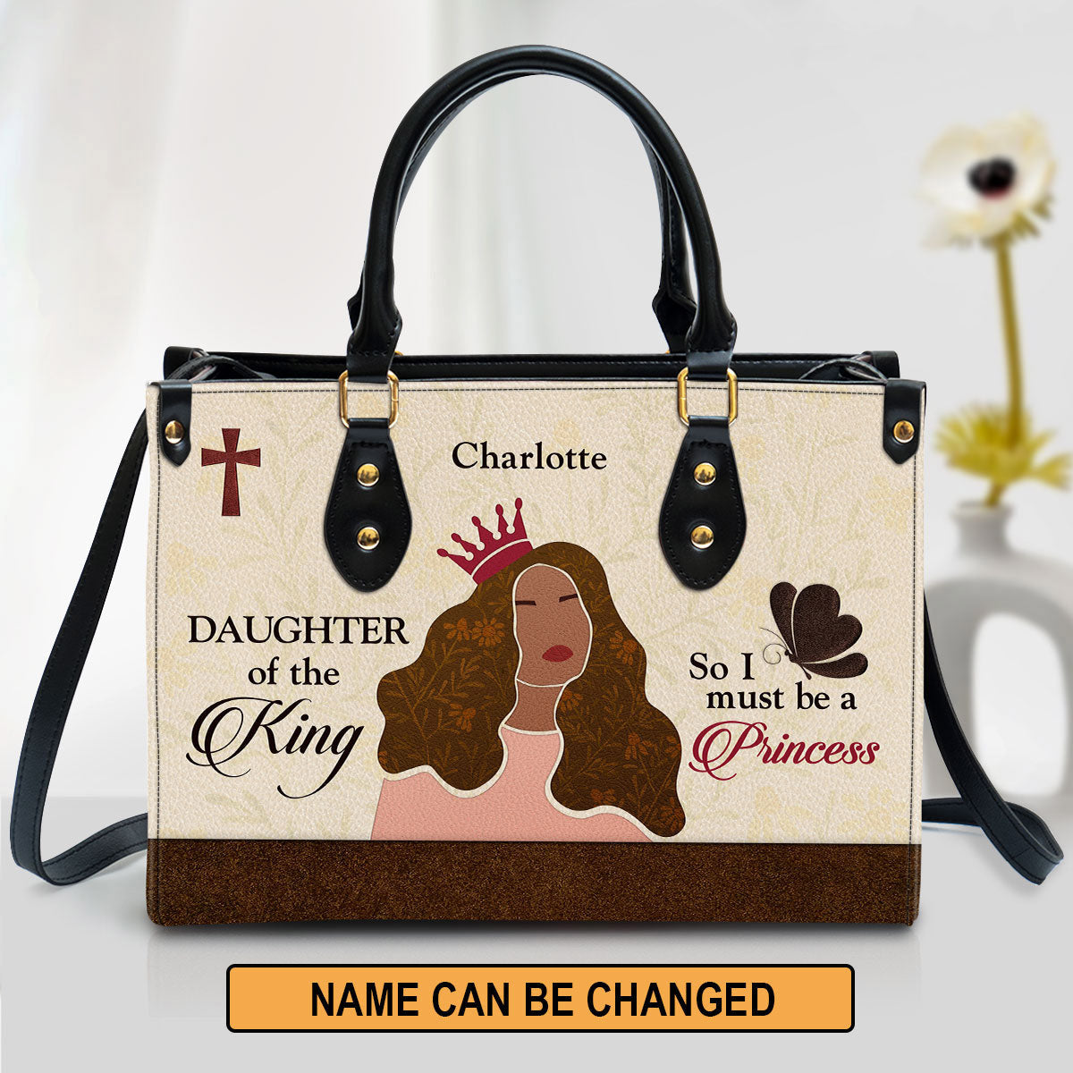 Scripture Gifts For Religious Women Personalized Leather Handbag With Handle Daughter Of The King