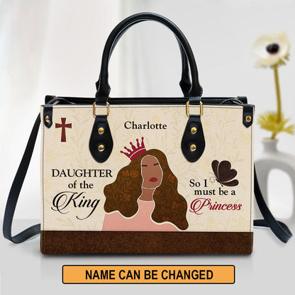 Scripture Gifts For Religious Women Personalized Leather Handbag With Handle Daughter Of The King