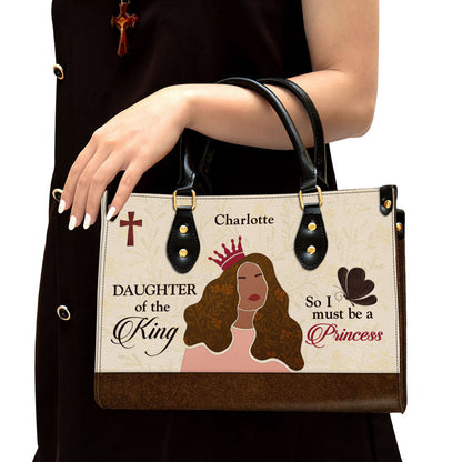 Scripture Gifts For Religious Women Personalized Leather Handbag With Handle Daughter Of The King