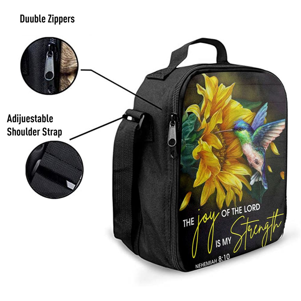 Scripture Nehemiah 810 Hummingbird Sunflower Lunch Bags, Bible Verse Lunch Bag For Men And Women