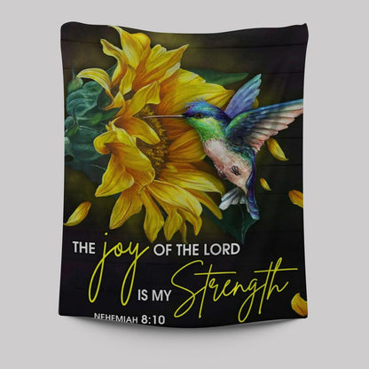 Scripture Nehemiah 810 Hummingbird Sunflower Tapestry Prints - Bible Verse Wall Decor - Scripture Wall Art