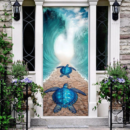 Sea Turtle Door Cover, Unique Gifts Doorcover, Christmas Door Knob Covers, Christmas Outdoor Decoration