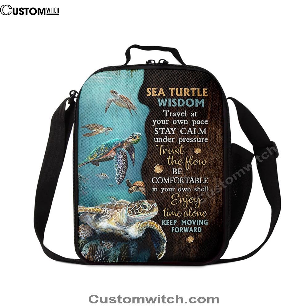 Sea Turtle Keep Moving Forward Lunch Bag, Bible Verse Lunch Bag For Men And Women