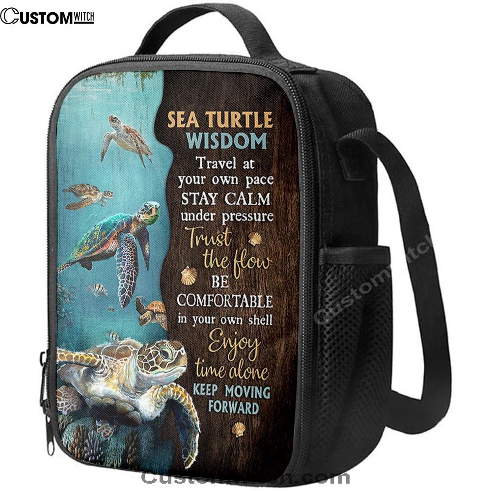 Sea Turtle Keep Moving Forward Lunch Bag, Bible Verse Lunch Bag For Men And Women