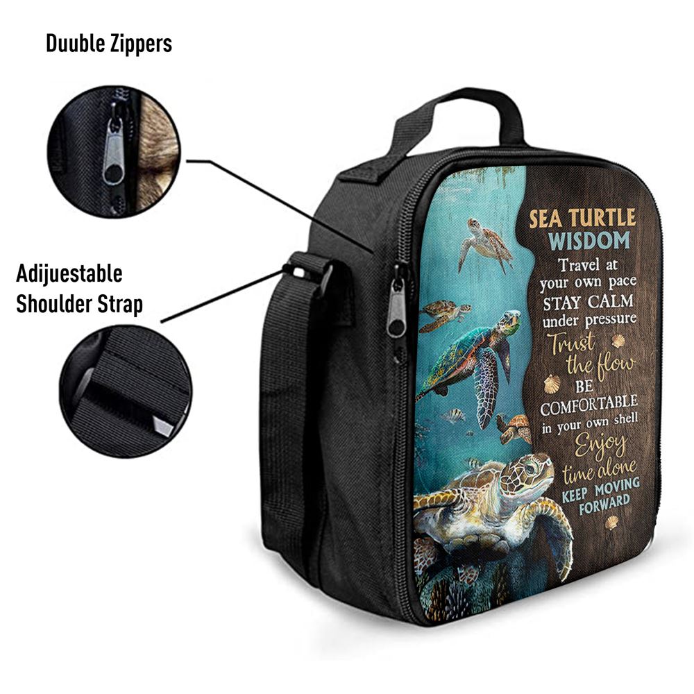 Sea Turtle Keep Moving Forward Lunch Bag, Bible Verse Lunch Bag For Men And Women