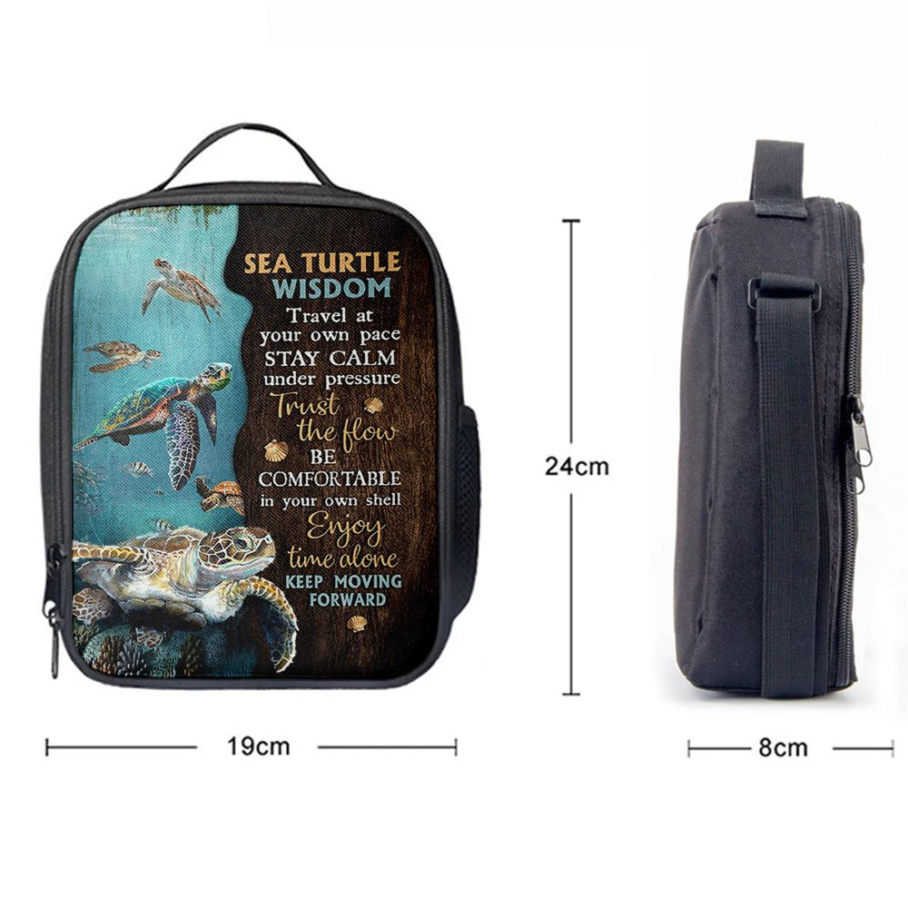 Sea Turtle Keep Moving Forward Lunch Bag, Bible Verse Lunch Bag For Men And Women