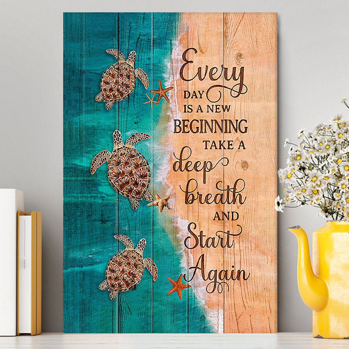 Sea Turtle Little Starfish To The Ocean I Go Canvas Wall Art - Christian Wall Decor - Gift For Turle Lover