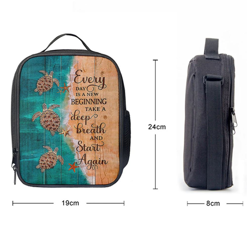 Sea Turtle Little Starfish To The Ocean I Go Lunch Bag - Gift For Turle Lover, Bible Verse Lunch Bag For Men And Women