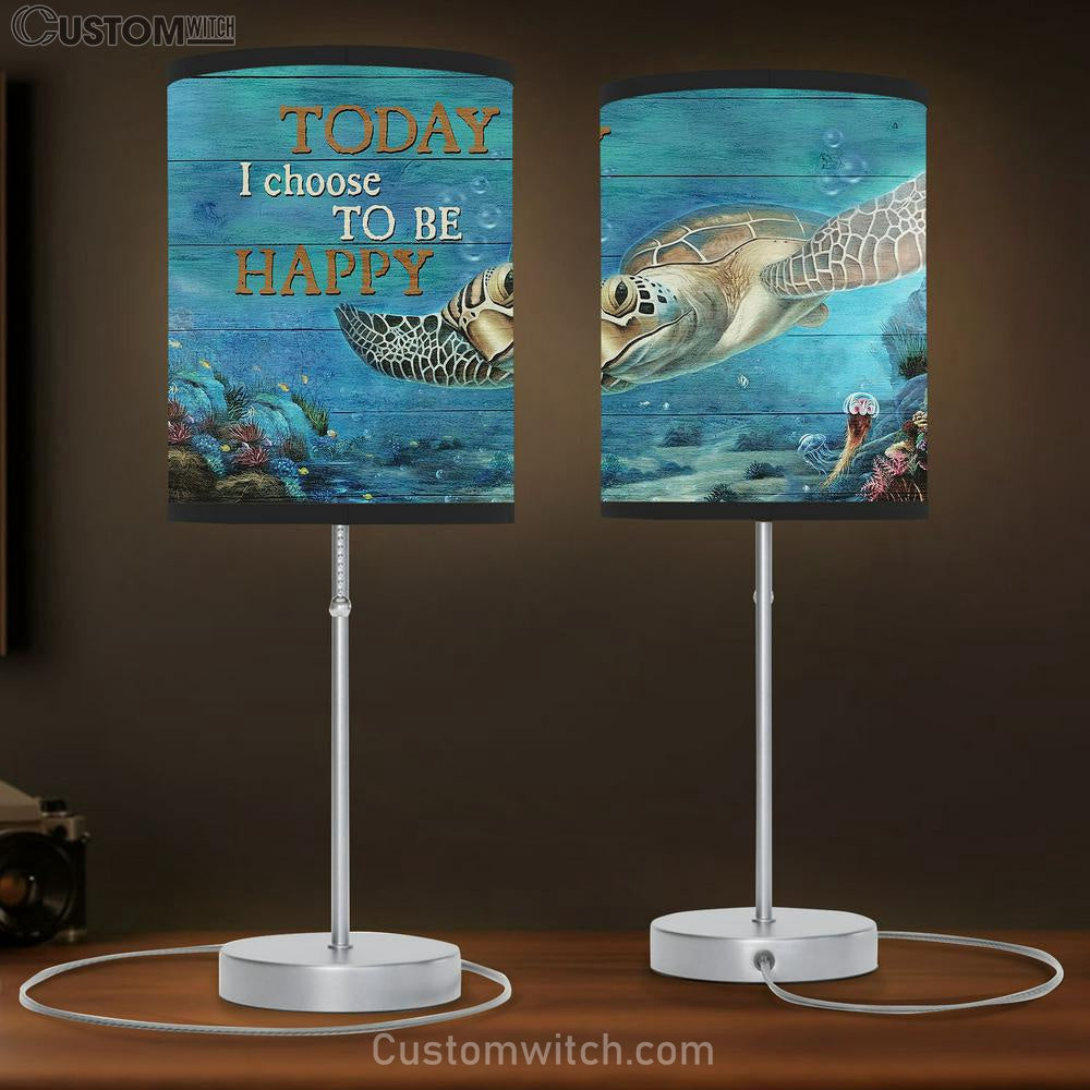 Sea Turtle Ocean Today I Choose To Be Happy Table Lamb Gift - Bible Verse Table Lamb - Religious Bedroom Decor