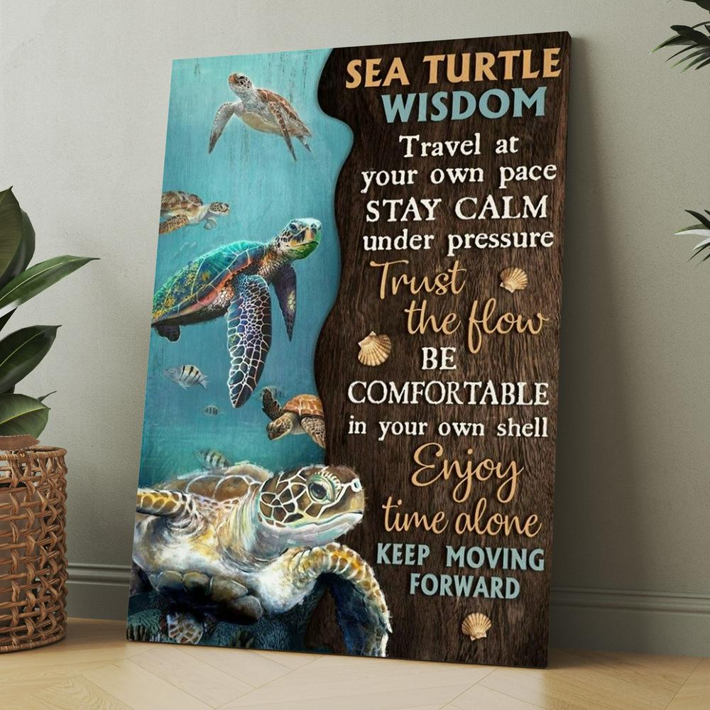 Sea Turtle Ocean World Keep Moving Forward Canvas, Christmas Gift for Christian