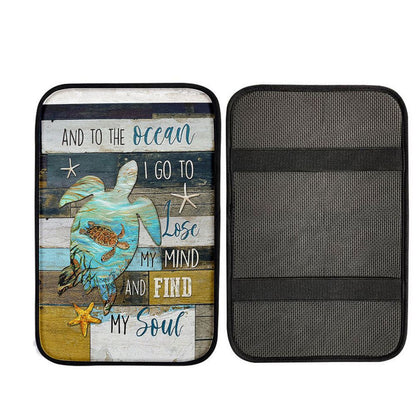 Sea Turtle To The Ocean I Lose My Mind Car Center Console Cover, Religious Car Interior Accessories