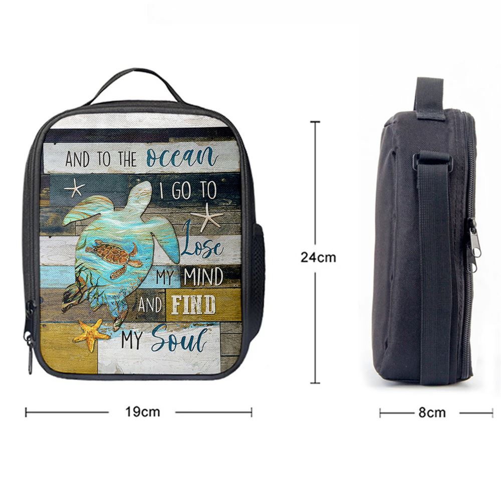 Sea Turtle To The Ocean I Lose My Mind Lunch Bag, Bible Verse Lunch Bag For Men And Women
