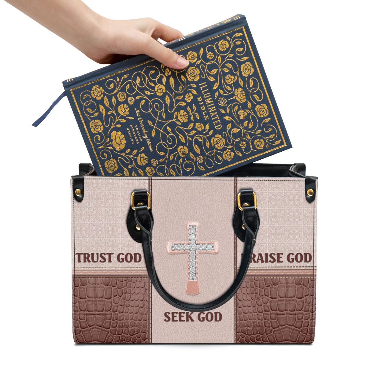 Seek God Trust God Praise God Gorgeous Leather Handbag, Religious Gifts For Women, Women Pu Leather Bag