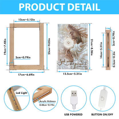 Seek Peace And Pursue It Dandelion And Jesus Frame Lamp Prints - Jesus Christ Frame Lamp Art - Christian Decor