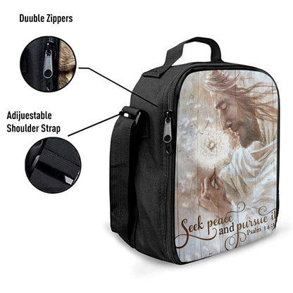 Seek Peace And Pursue It Dandelion And Jesus Lunch Bags, Bible Verse Lunch Bag For Men And Women