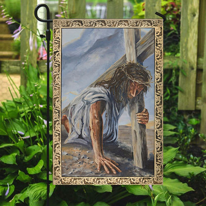 Seventh Station Of The Cross Flag,Jesus Garden Flag, Garden Flag, Welcome Flag, Christian Flag, Scripture Flag, Garden Banner