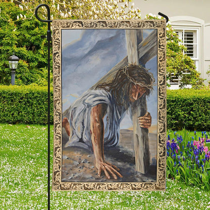 Seventh Station Of The Cross Flag,Jesus Garden Flag, Garden Flag, Welcome Flag, Christian Flag, Scripture Flag, Garden Banner
