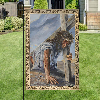 Seventh Station Of The Cross Flag,Jesus Garden Flag, Garden Flag, Welcome Flag, Christian Flag, Scripture Flag, Garden Banner