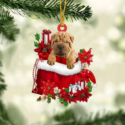 Shar Pei In Gift Bag Christmas Ornaments, Christmas Gift, Christmas Tree Decorations, Christmas Ornament 2023