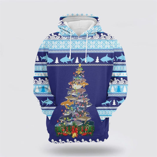 Shark Christmas Tree All Over Print 3D Hoodie For Men & Women, Christmas Hoodie Cute, Christmas Gift, Christmas Fashion