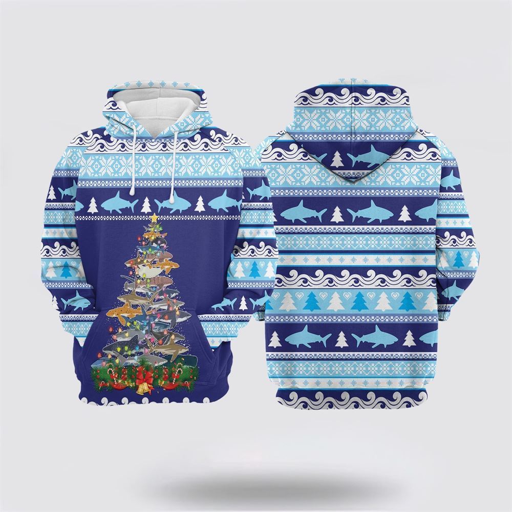 Shark Christmas Tree All Over Print 3D Hoodie For Men & Women, Christmas Hoodie Cute, Christmas Gift, Christmas Fashion