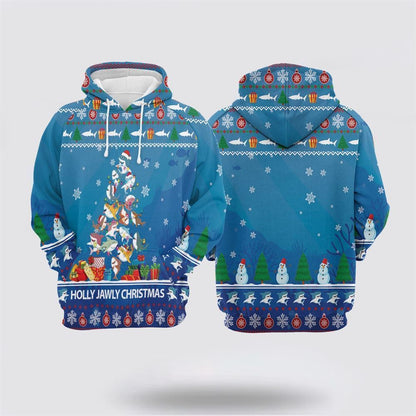 Shark Holly Jawly Christmas All Over Print 3D Hoodie For Men & Women, Christmas Hoodie Cute, Christmas Gift, Christmas Fashion