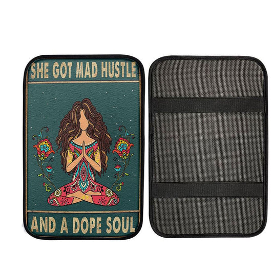 She Got Mad Hustle And A Dope Soul Car Center Console Cover, Religious Car Interior Accessories