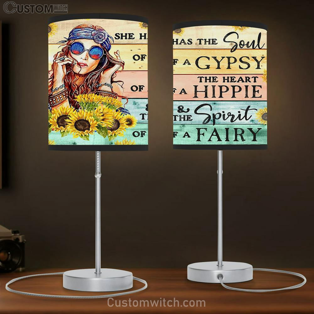 She Has The Soul Of A Gypsy Sunflower Girl Table Lamb Gift - Encouragement Gifts for Women
