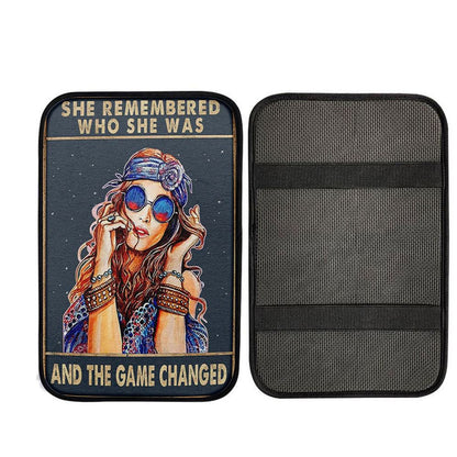 She Remembered Who She Was And The Game Changed Car Armrest Pad - Encouragement Gifts For Women - Girls Teens Bedroom
