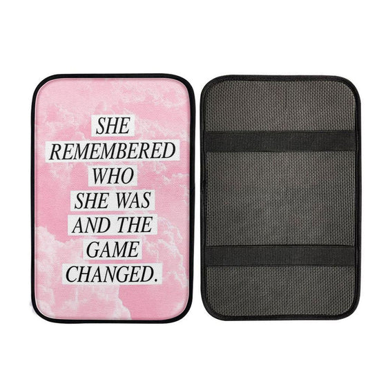 She Remembered Who She Was And The Game Changed Car Center Console Cover - Encouragement Best Friend Gift For Teens, Women, Girls, Bff