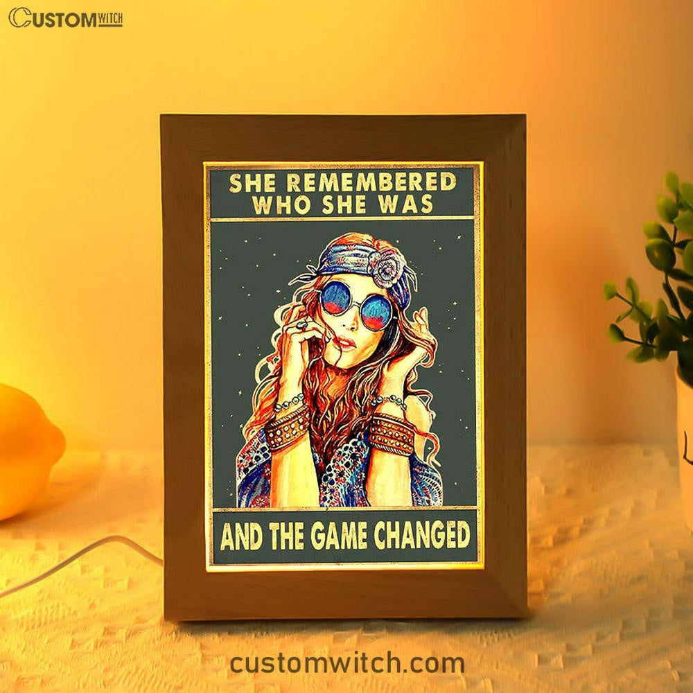 She Remembered Who She Was And The Game Changed Frame Lamp - Encouragement Gifts For Women - Girls Teens Bedroom Decor