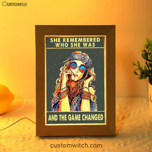 She Remembered Who She Was And The Game Changed Frame Lamp - Encouragement Gifts For Women - Girls Teens Bedroom Decor