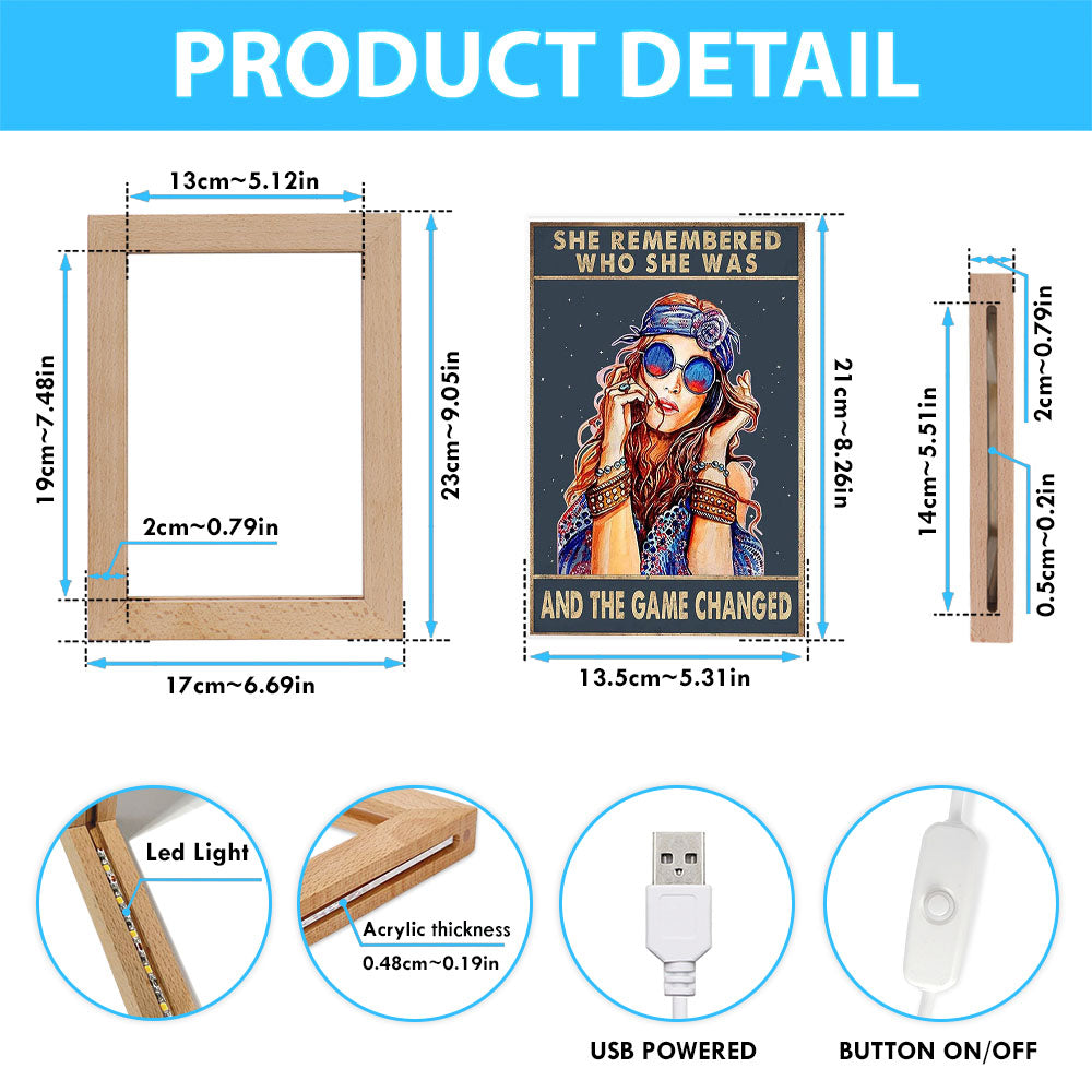 She Remembered Who She Was And The Game Changed Frame Lamp - Encouragement Gifts For Women - Girls Teens Bedroom Decor