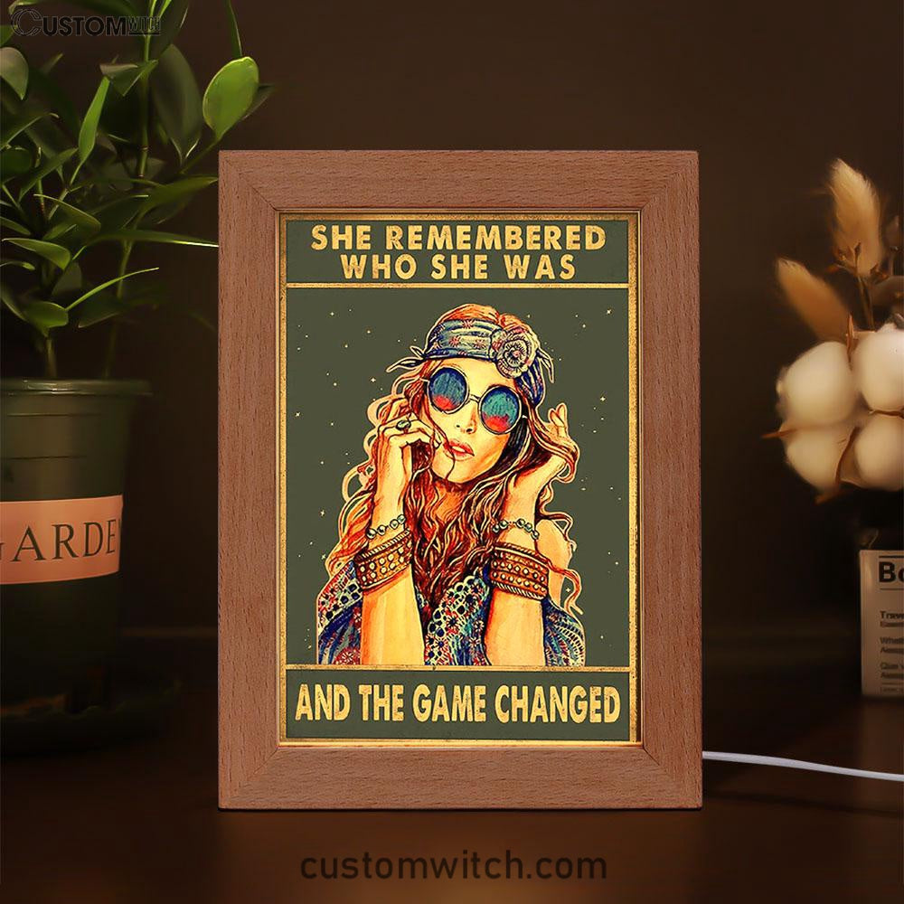 She Remembered Who She Was And The Game Changed Frame Lamp - Encouragement Gifts For Women - Girls Teens Bedroom Decor