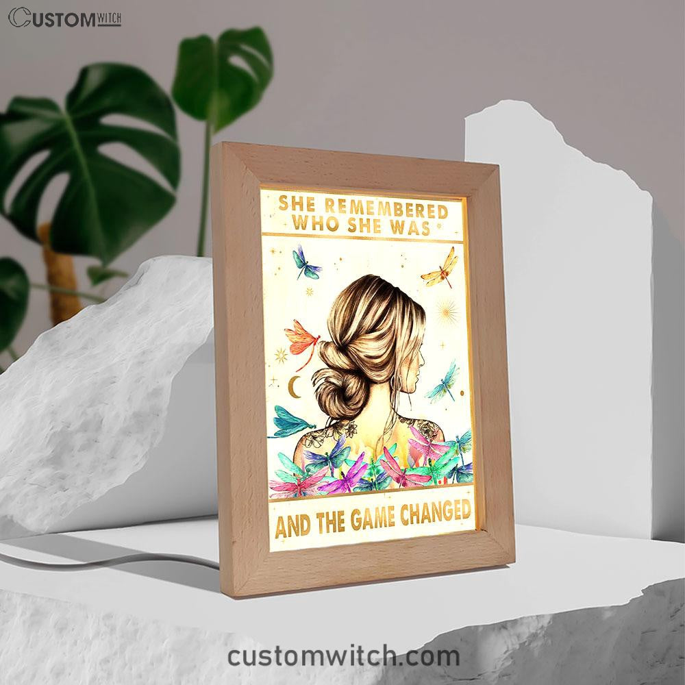 She Remembered Who She Was And The Game Changed Frame Lamp Art Decor - Hippie Boho Motivational Picture - Encouragement Gifts For Women