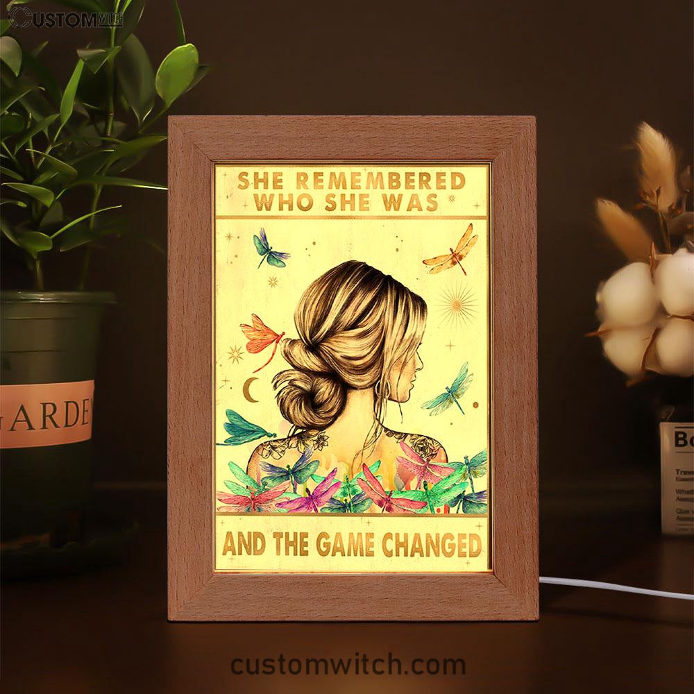 She Remembered Who She Was And The Game Changed Frame Lamp Art Decor - Hippie Boho Motivational Picture - Encouragement Gifts For Women