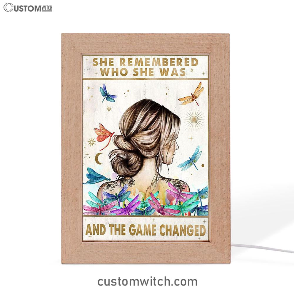 She Remembered Who She Was And The Game Changed Frame Lamp Art Decor - Hippie Boho Motivational Picture - Encouragement Gifts For Women