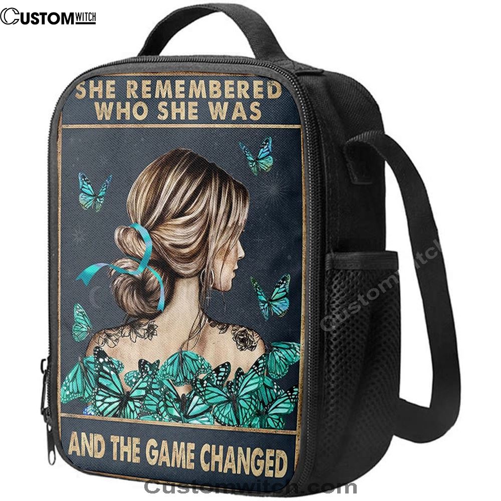 She Remembered Who She Was And The Game Changed Lunch Bag - Gifts For Women, Teen Girls - Motivational Lunch Bag