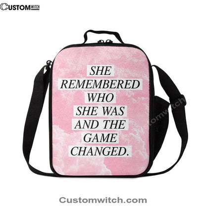 She Remembered Who She Was And The Game Changed Lunch Bags - Encouragement Best Friend Gift For Teens, Women, Girls, Bff
