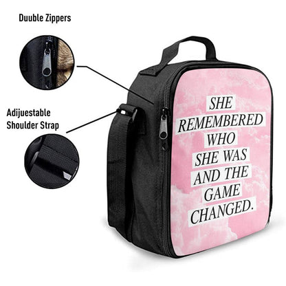 She Remembered Who She Was And The Game Changed Lunch Bags - Encouragement Best Friend Gift For Teens, Women, Girls, Bff