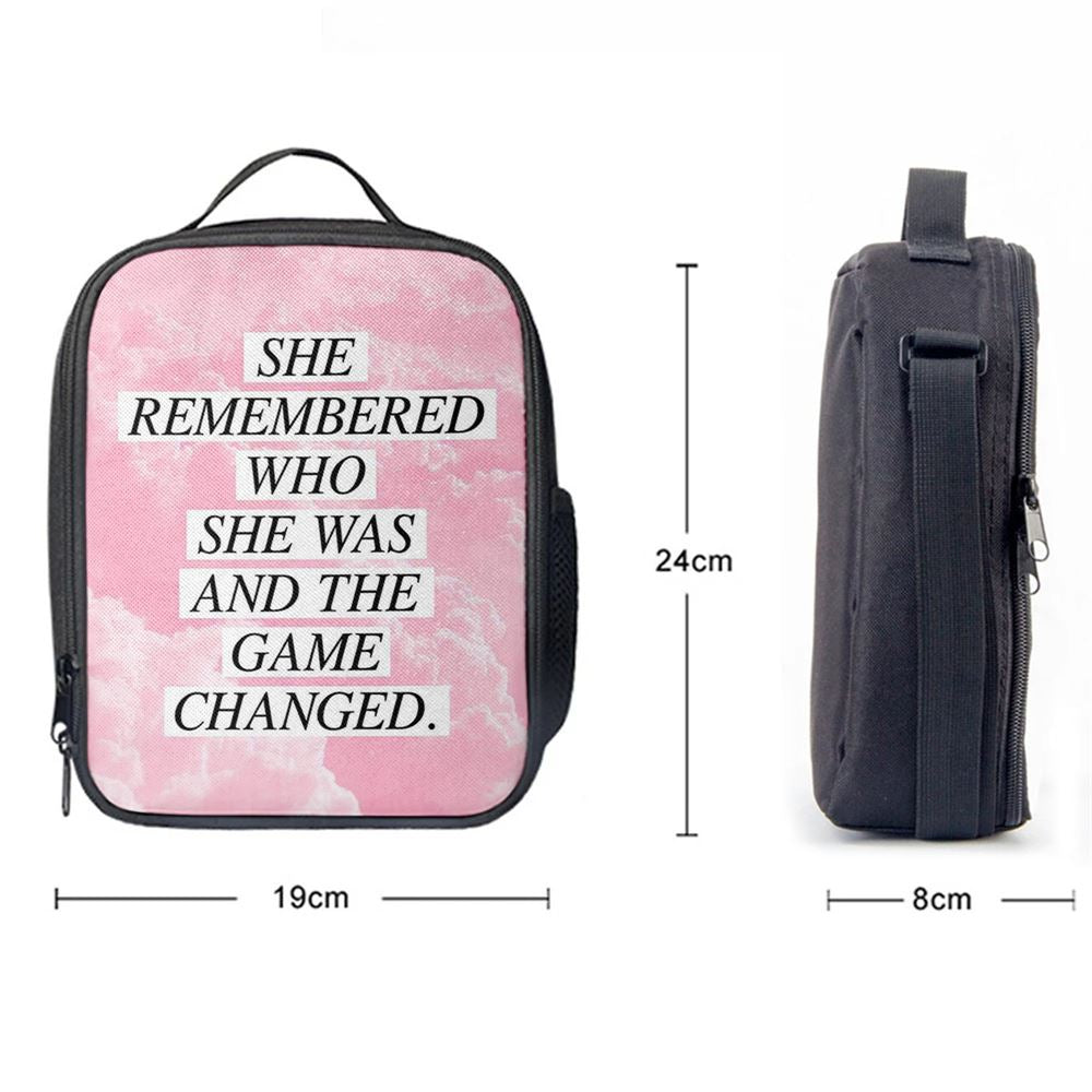 She Remembered Who She Was And The Game Changed Lunch Bags - Encouragement Best Friend Gift For Teens, Women, Girls, Bff