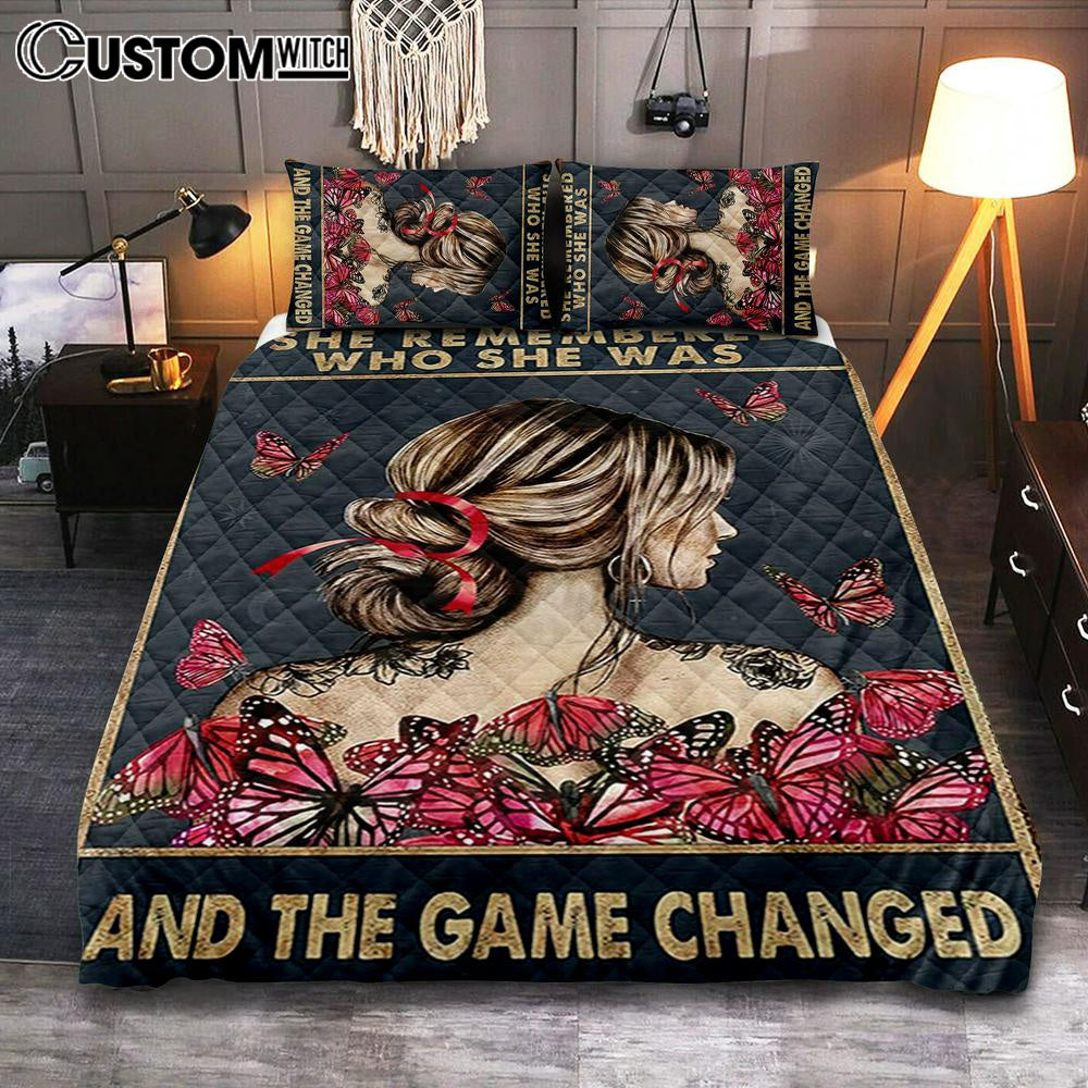 She Remembered Who She Was And The Game Changed Quilt Bedding Set - Motivational Bedroom - Boho Decoration Poster - Girls, Teens