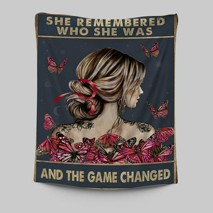 She Remembered Who She Was And The Game Changed Tapestry - Motivational Wall Art - Boho Decoration - Girls, Teens