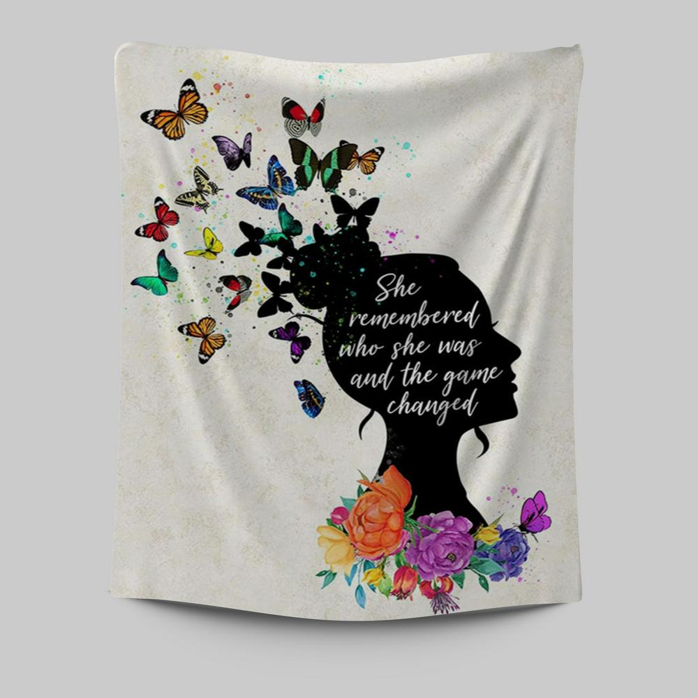 She Remembered Who She Was And The Game Changed Tapestry Wall Art - Motivational Encouragement Gifts For Women