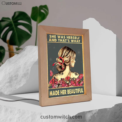 She Remembered Who She Was Frame Lamp Art - Boho Hippie Butterfly Decor