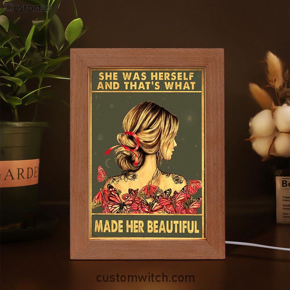 She Remembered Who She Was Frame Lamp Art - Boho Hippie Butterfly Decor