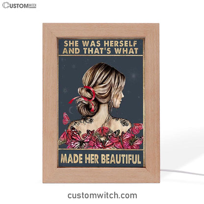 She Remembered Who She Was Frame Lamp Art - Boho Hippie Butterfly Decor