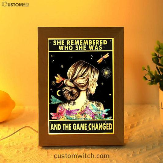 She Remembered Who She Was Frame Lamp Art - Boho Hippie Dragonfly Decor