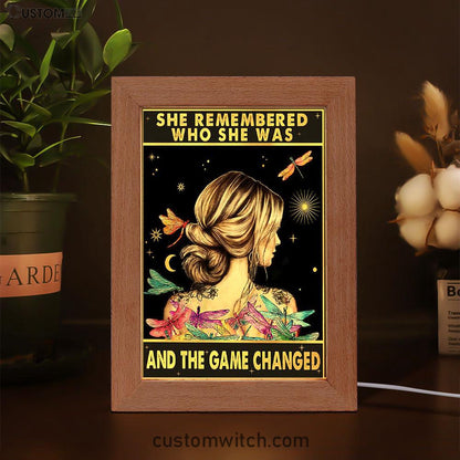 She Remembered Who She Was Frame Lamp Art - Boho Hippie Dragonfly Decor
